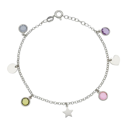 PULSERA PLATA 925MM MINI CHARMS MIX + PIEDRAS