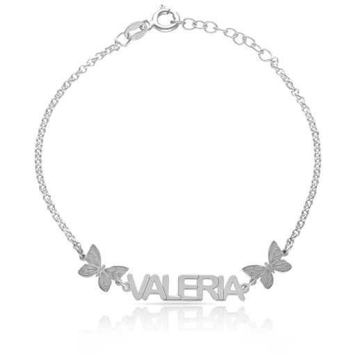 PULSERA PLATA 925MM NOMBRE + MARIPOSAS