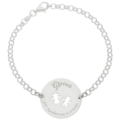 PULSERA PLATA 925MM PROFE + FRASE - 25MM