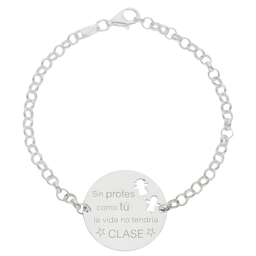 PULSERA PLATA 925MM PROFE + FRASE - 25MM