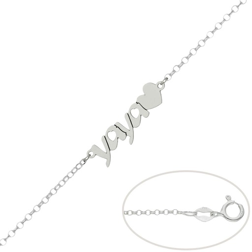 PULSERA PLATA 925MM YAYA + CORAZON