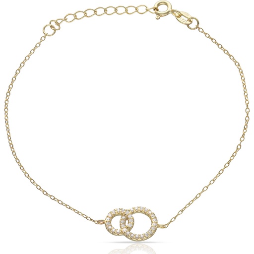 PULSERA PLATA CHAPADA EN ORO 2 ALIANZAS CIRCONITAS