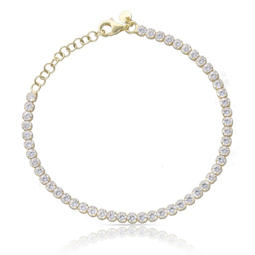 PULSERA PLATA CHAPADA EN ORO RIVIERE - 2MM