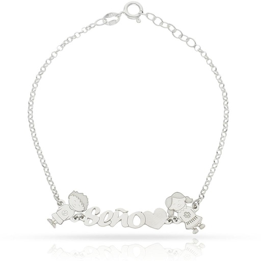 PULSERA SEÑO + 2 NIÑOS PLATA 925MM