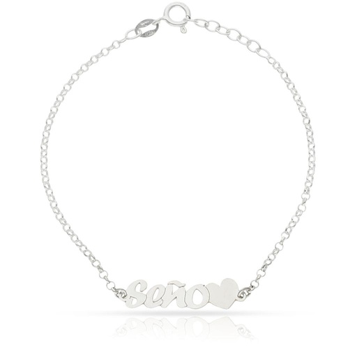 PULSERA SEÑO + CORAZÓN PLATA 925MM