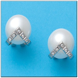 [P449] PENDIENTES PERLAS ORO BLANCO 18KL 