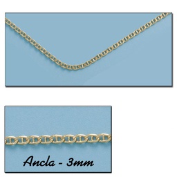 [CO594] CADENA HUECA ANCLA ORO 18KL 3MM