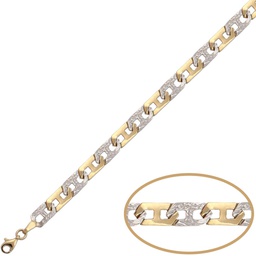 [PU1080] PULSERA BICOLOR TALLADA ORO 18KL 