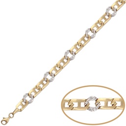 [PU1082] PULSERA BICOLOR TALLADA ORO 18KL 
