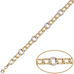 [PU1081] PULSERA BICOLOR TALLADA ORO 18KL 