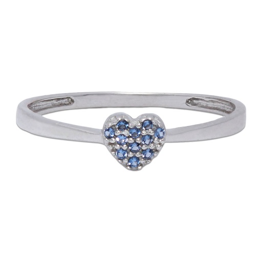 SORTIJA CORAZON ORO BLANCO 18 KL - AZUL