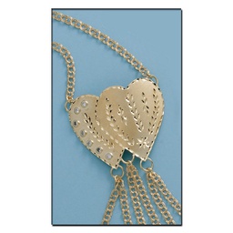 [PU540] PULSERA DEDO CORAZONES CIRCONITAS ORO18K