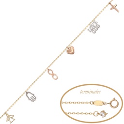 [PU1042] PULSERA ORO 18KL TRICOLOR ABALORIOS