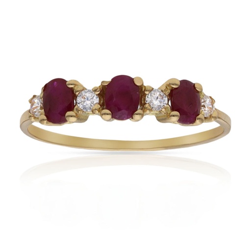 SORTIJA ORO 18KL RUBIES FINOS + CIRCONITAS