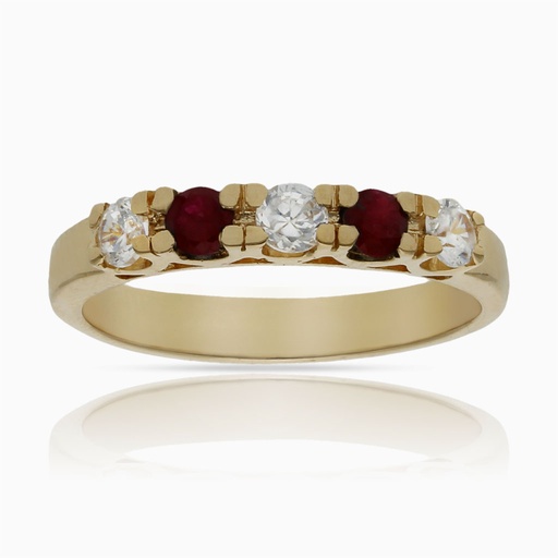 SORTIJA ORO 18KL RUBIES FINOS + CIRCONITAS