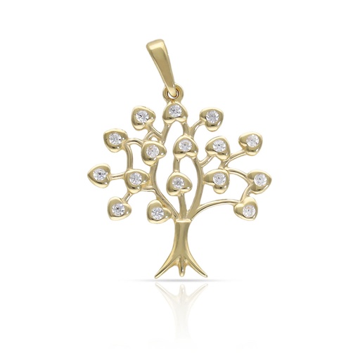 COLGANTE ORO 18KL ARBOL VIDA + CORAZONES + CIRCONITAS - 17x18MM