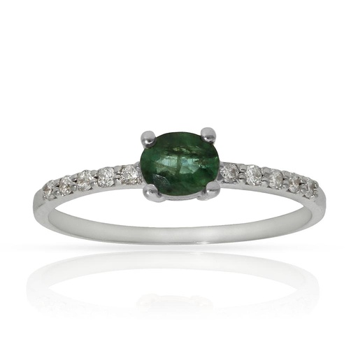 SORTIJA ORO BLANCO 18KL ESMERALDA + DIAMANTES