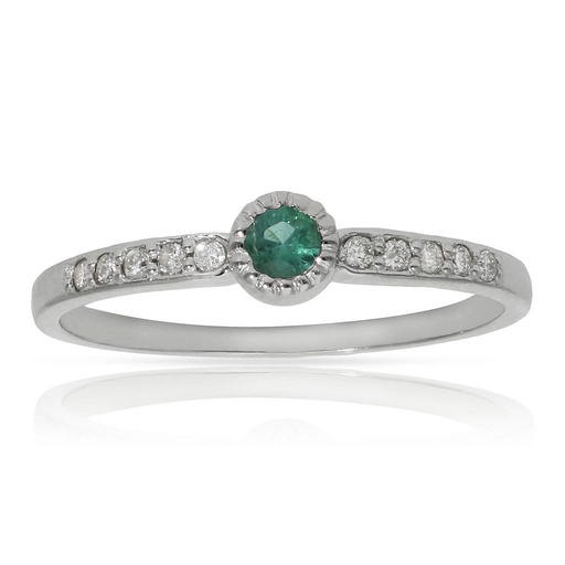 SORTIJA ORO BLANCO 18KL ESMERALDA + DIAMANTES - STOCK