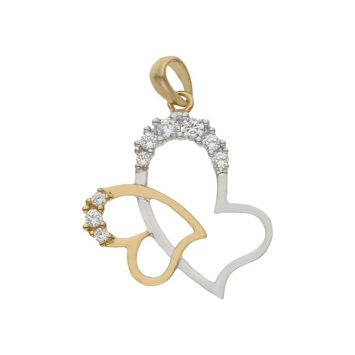 COLGANTE ORO 18KL BICOLOR CORAZONES 
