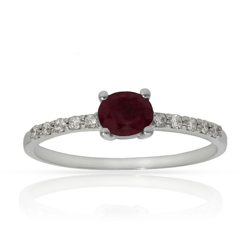SORTIJA ORO BLANCO 18KL RUBI + DIAMANTES