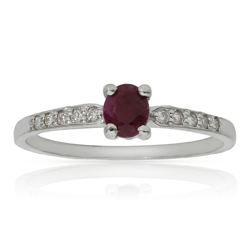 SORTIJA ORO BLANCO 18KL RUBI + DIAMANTES - STOCK