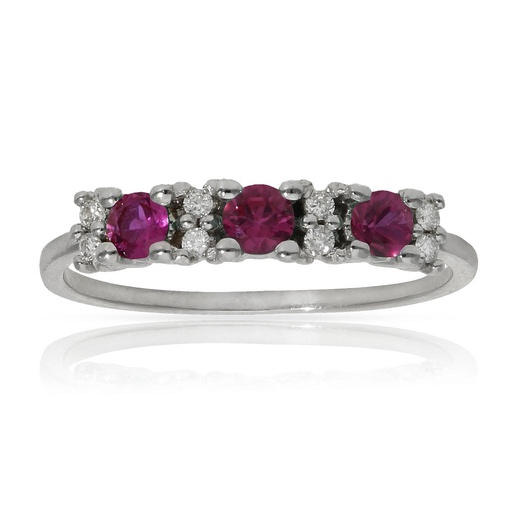 SORTIJA ORO BLANCO 18KL RUBIES + DIAMANTES - STOCK
