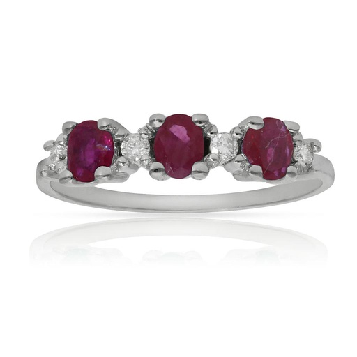 SORTIJA ORO BLANCO 18KL RUBIES + DIAMANTES - STOCK