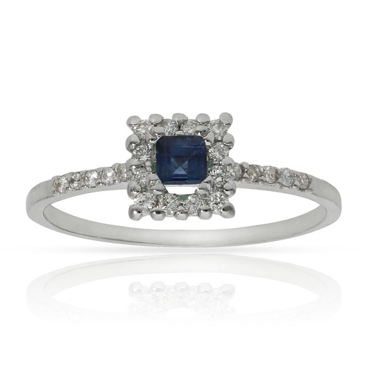 SORTIJA ORO BLANCO 18KL ZAFIRO + DIAMANTES
