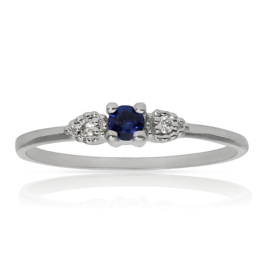 SORTIJA ORO BLANCO 18KL ZAFIRO + DIAMANTES - STOCK