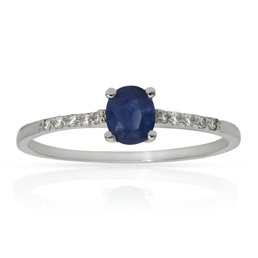 SORTIJA ORO BLANCO 18KL ZAFIRO + DIAMANTES - STOCK