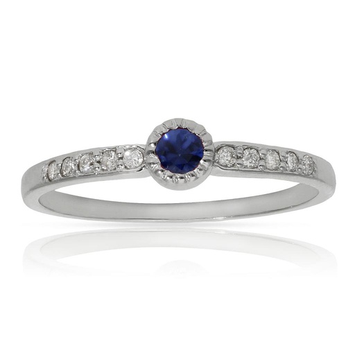 SORTIJA ORO BLANCO 18KL ZAFIRO + DIAMANTES - STOCK