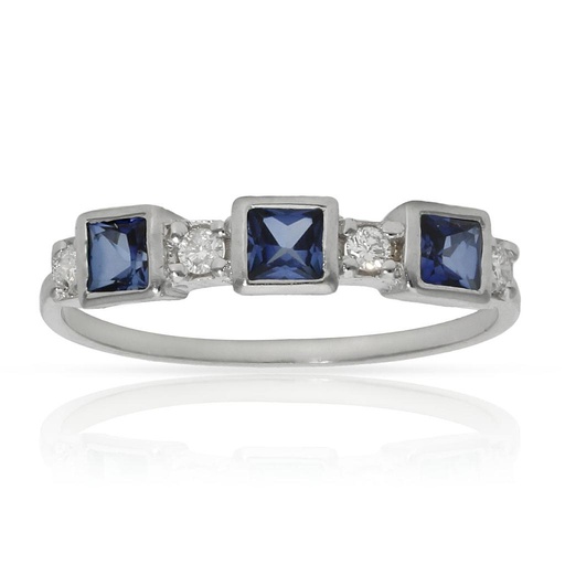SORTIJA ORO BLANCO 18KL ZAFIROS + DIAMANTES - STOCK