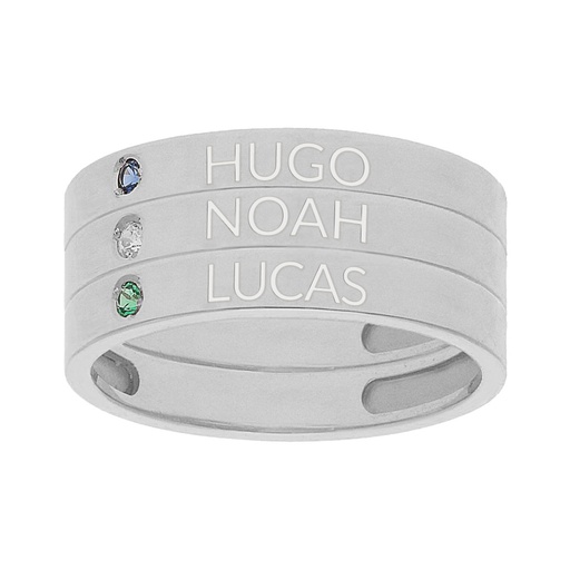 SORTIJA PLATA 925MM - 3 ANILLOS PERSONALIZADOS NOMBRES