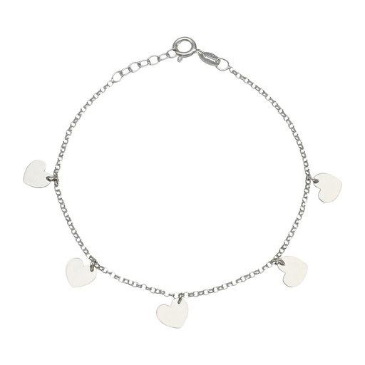 TOBILLERA PLATA 925MM MINI CHARMS CORAZONES