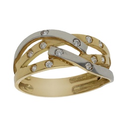 [S339] SORTIJA BICOLOR ORO 18KL CIRCONITAS