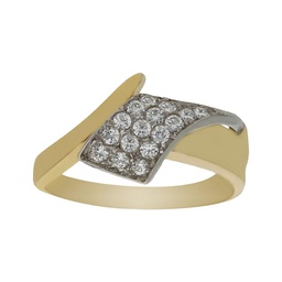 [S4446] SORTIJA BICOLOR ORO 18KL CIRCONITAS