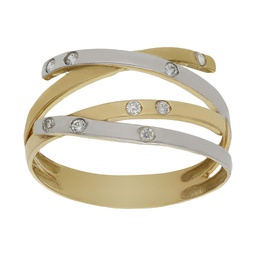 [S336] SORTIJA BICOLOR ORO 18KL CIRCONITAS