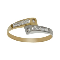 [S4282] SORTIJA BICOLOR ORO 18KL CIRCONITAS
