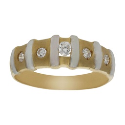 [S4270] SORTIJA BICOLOR ORO 18KL CIRCONITAS