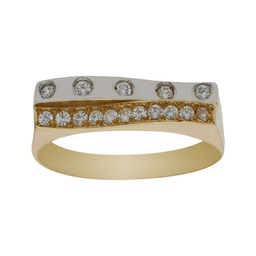 [S4445] SORTIJA BICOLOR ORO 18KL CIRCONITAS