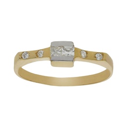 [S4283] SORTIJA BICOLOR ORO 18KL CIRCONITAS