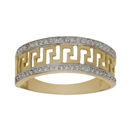 [S1087] SORTIJA BICOLOR ORO 18KL GRECA CIRCONITAS