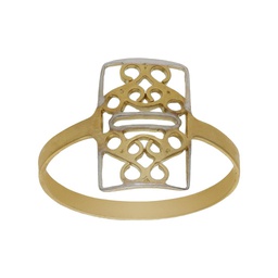 [S24] SORTIJA BICOLOR ORO 18KL RECTANGULAR 